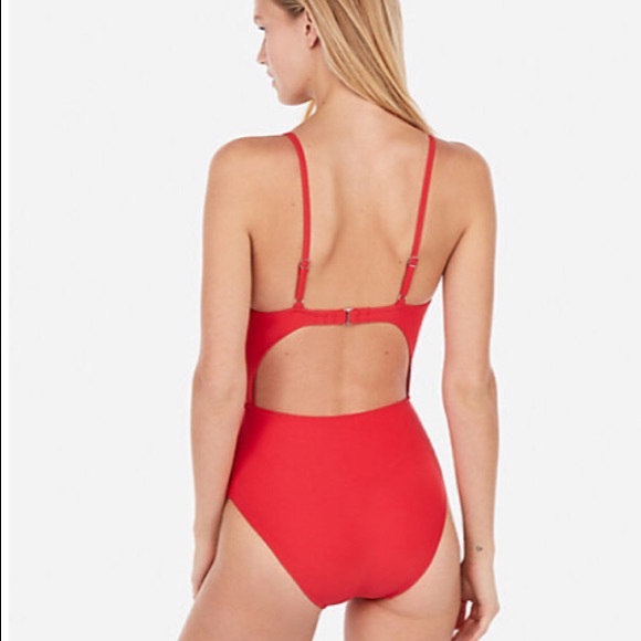 NWT Red Express tie front one piece bathing suit - Picture 6 of 6